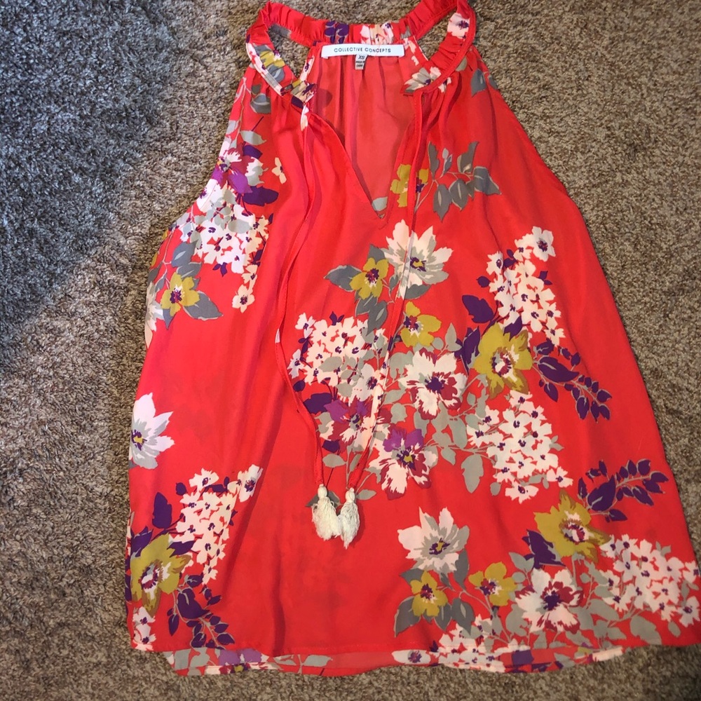 Collective concepts flowy tank with tie front